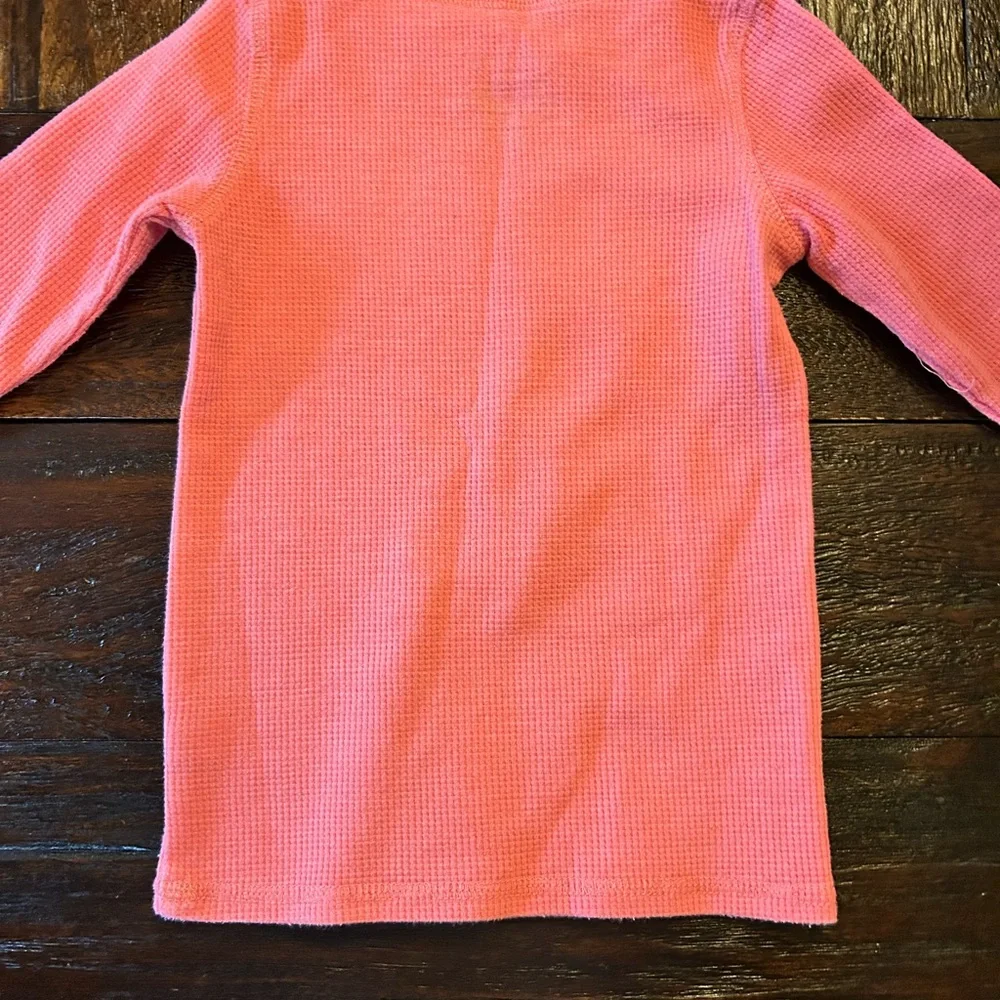 Cuddl Duds Girls Pink Waffle Thermal Pajama Set with White Trim